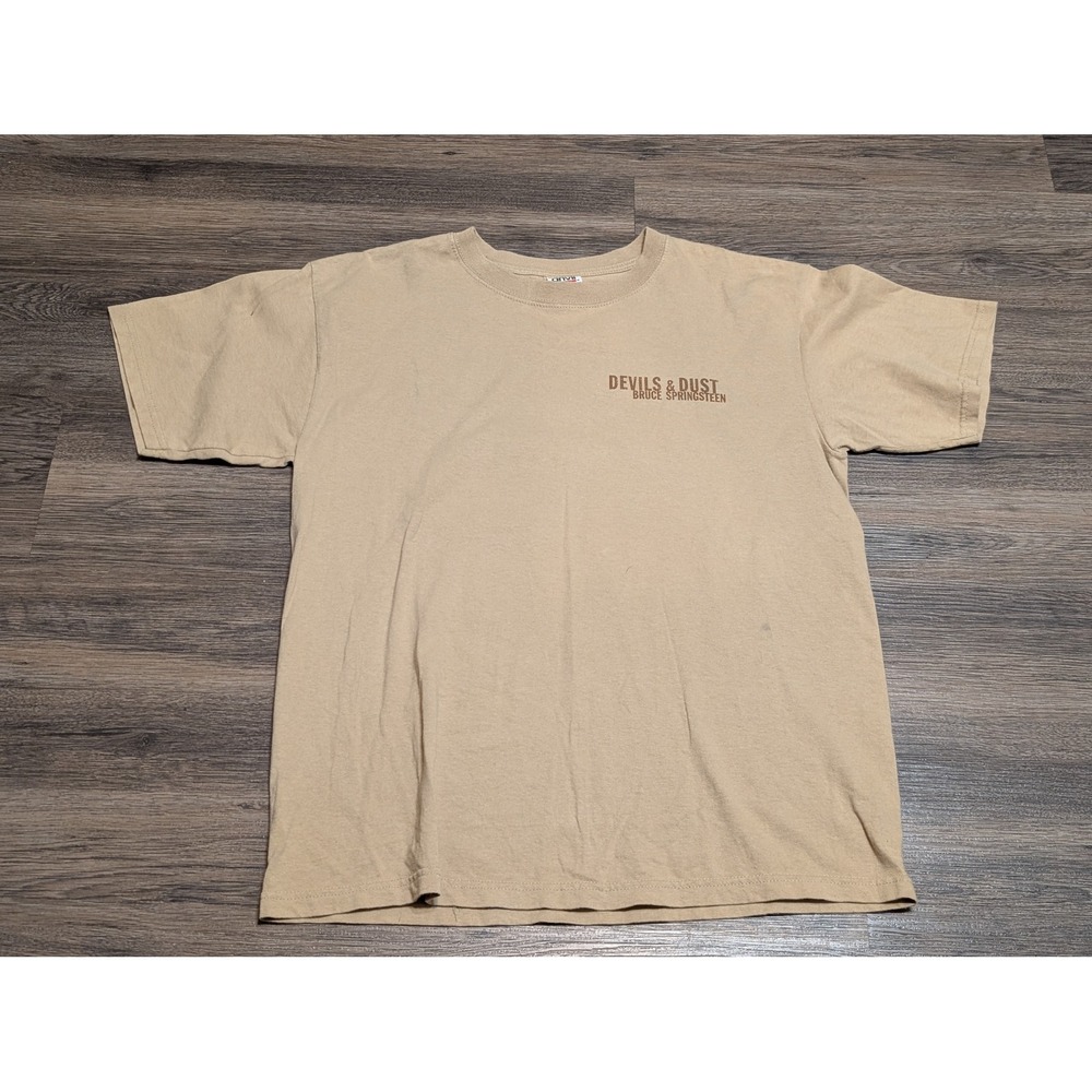 Bruce Springsteen Devils & Dust 2005 Tour T-Shirt Tan‎ Mens Medium Anvil Cotton